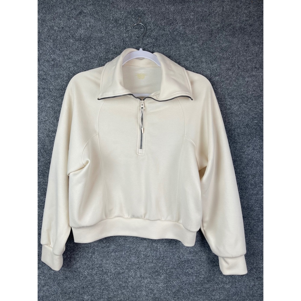 SUUKSESS Half Zip Sweatshirt Women Small Cream Excellent Cropped Pullover